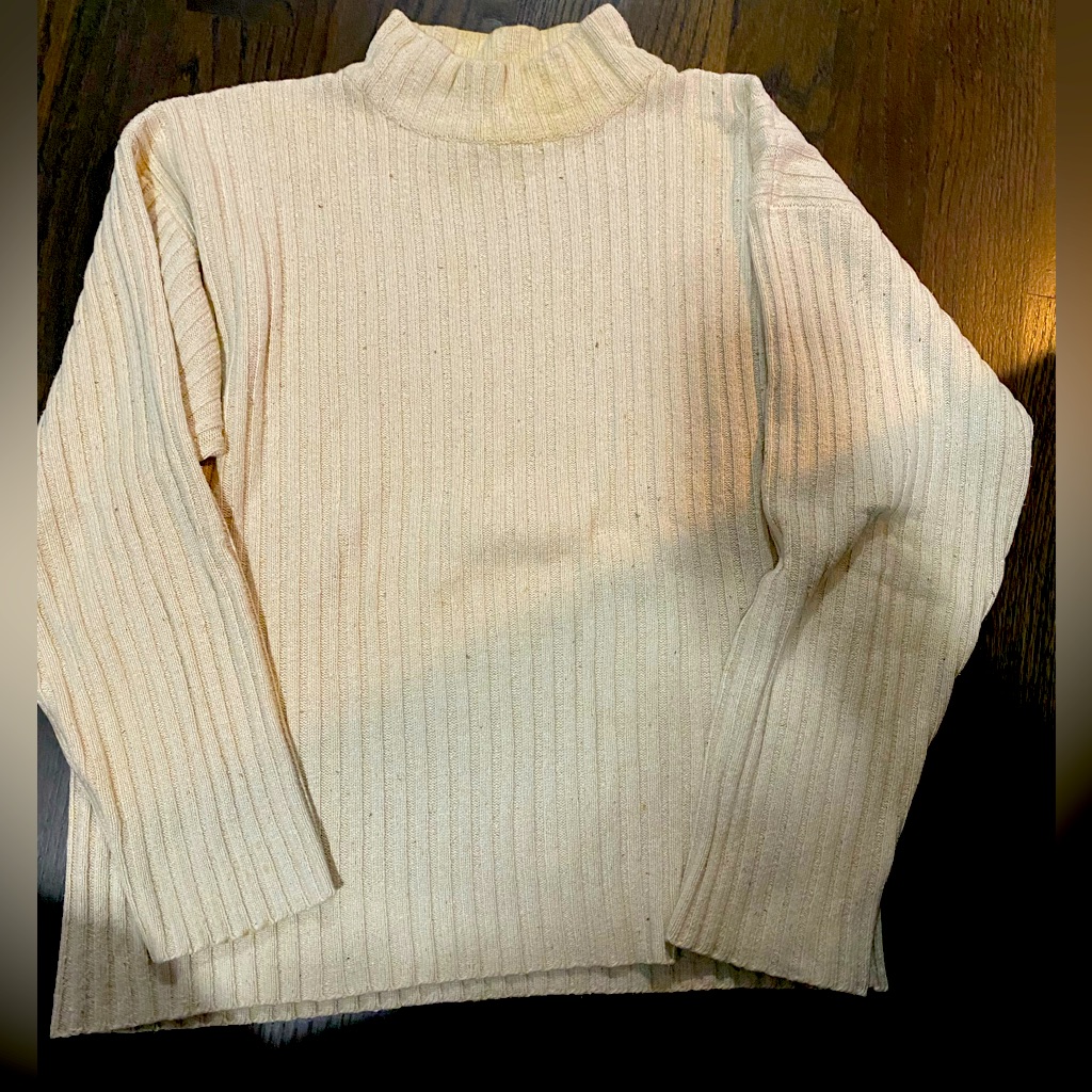 Men’s Cream Silk And Cotton Turtleneck Sweater